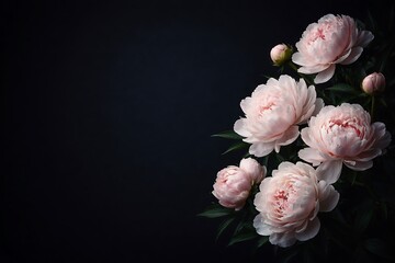 Delicate Pink Peonies Dark Background