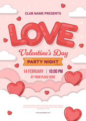 Valentine&rsquo;s Day Party Night Poster with Typography Love Design