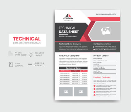 Technical Data Sheet Flyer Template Design