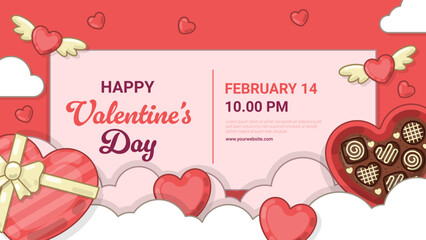 Valentine&rsquo;s Day Sale Banner with Cupid Arrow and Hearts