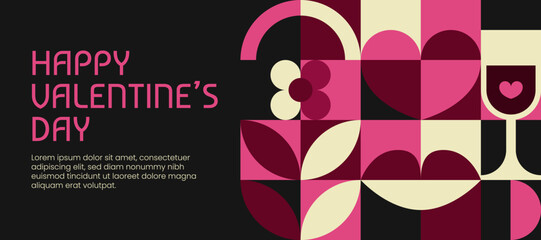 Modern Valentine&rsquo;s Day Banner with Abstract Geometric Shapes