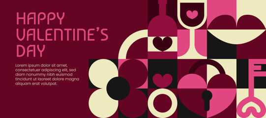 Modern Valentine&rsquo;s Day Poster with Abstract Romantic Pattern