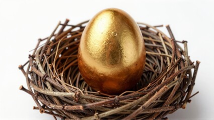 Golden egg in twig nest
