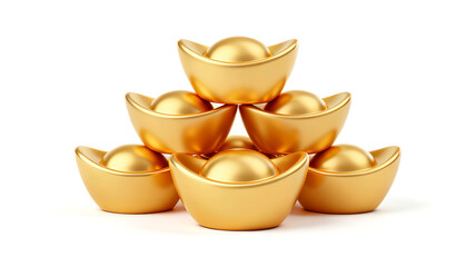 A stack of traditional Chinese gold bars (yuanbao) on a warm background. A symbol of wealth, abundance, and prosperity for the Chinese New Year.