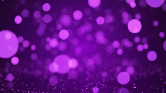 Abstract purple bokeh background with floating particles and lens flare for event or presentation.