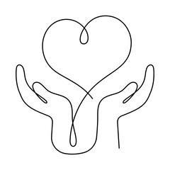 Hands Holding Heart Monoline