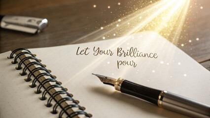 Fountain pen on notebook page with inspiring words