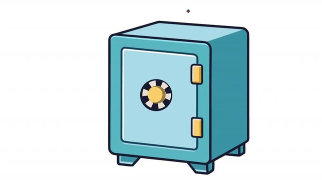 Cartoon safe. Bank vault animation, alpha channel. Cartoon