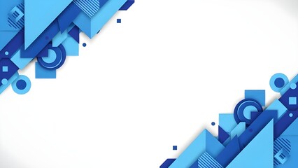 Modern abstract background with layered blue geometric shapes in the corners of the image, giving a clean, professional and futuristic feel with empty space in the middle.