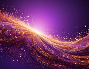 Obraz premium Flowing golden and violet wave, a sparkled glowing design