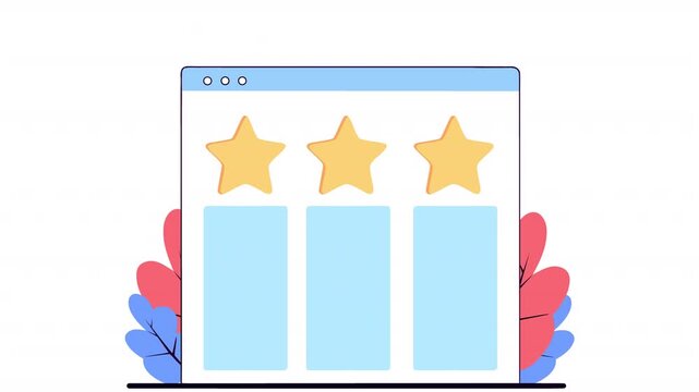Star rating interface. Rating animation, alpha channel. Cartoon. 