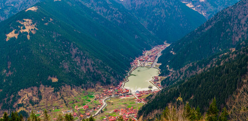 Stunning Panoramic View of Uzungöl Lake and Mountains – A Hidden Gem in the Black Sea Region of...