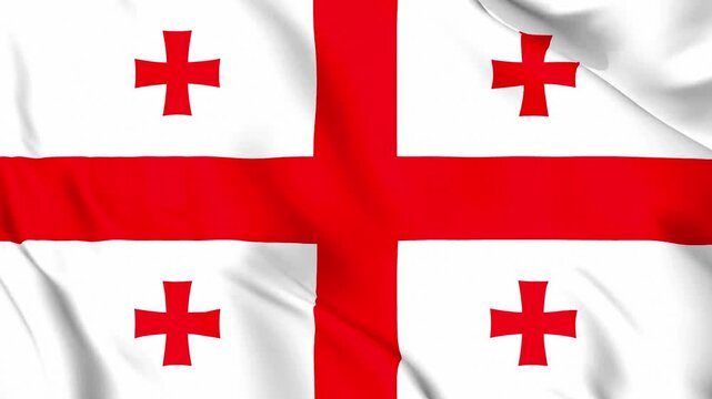 Realistic Georgia Flag Waving, 4K Loop, Caucasus Region, Europe-Asia Symbol