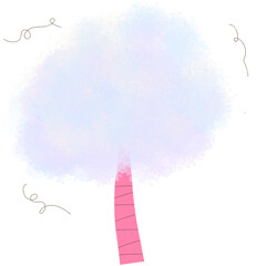 Soft pink Tree Illustration in Pastel Watercolor Style