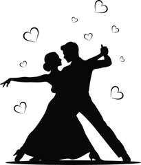 Couple dancing with hearts
