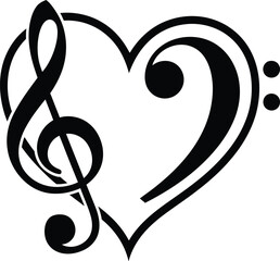 Heart shaped treble clef