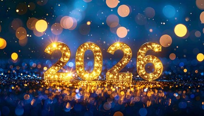 2026 New year numbers with shiny stars