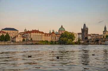 Czech Republic, Prague September 6, 2025, The Charles Bridge in Prague is undoubtedly one of the most popular bridges in Europe, and behind it, Prague Castle, towering over the Vltava River