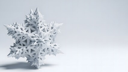 Intricate white crystalline structure resembling a snowflake or frozen flower stands out against a soft gradient background