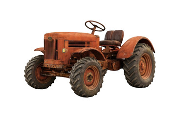 Vintage Tractor Isolated on Transparent Background
