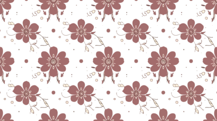 template featuring a repeating plum flower motif pattern in a modern flat design style with simplified shapes and bold lines with png Transparent 