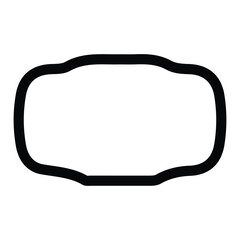 A black vector illustration of a blank speech bubble frame on paper next to business objects like computer glasses and a cable held by a hand design