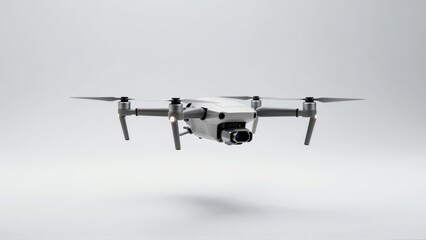 Drone with camera against gray background