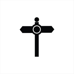 Simple vector icon of a crossroad direction signpost illustration