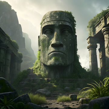 ancient god stone sculpture