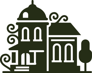 old style vector illustration of retro building hand drawn transparent illustration retro villas 