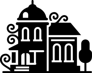 old style vector illustration of retro building hand drawn transparent illustration retro villas 