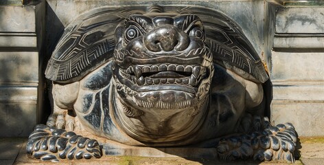 Asia, China, Luoyang, Shaolin Kung Fu Temple, ancient stone carving