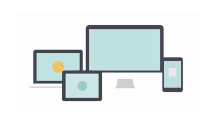 Rounded flat device icons set desktop laptop tablet smartphone vector illustration