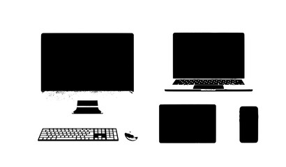 Modern digital device icons desktop laptop tablet smartphone flat vector set