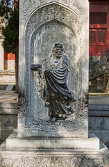 Asia, China, Luoyang, Shaolin Kung Fu Temple, ancient stone carving