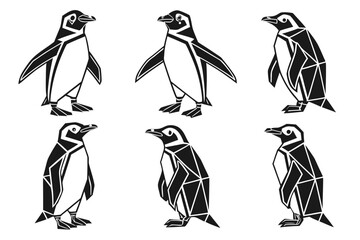 Geometric penguin illustrations isolated on white background, Vector
