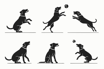 Dog playing with ball isolated on white background, Vector