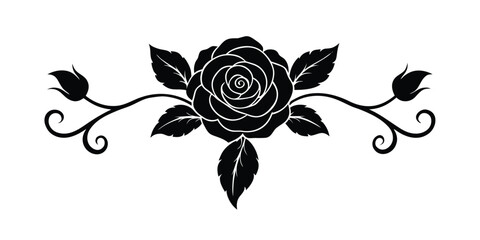 vintage rose ornament with curved stems and petals