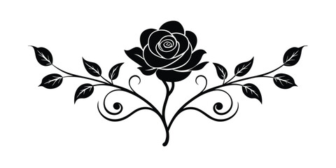 vintage rose ornament with curved stems and petals