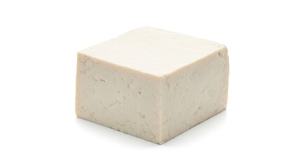 Block of firm tofu isolated on white background