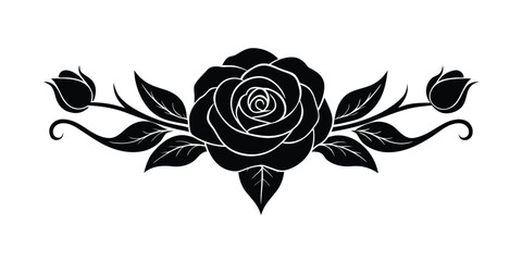 vintage rose ornament with curved stems and petals