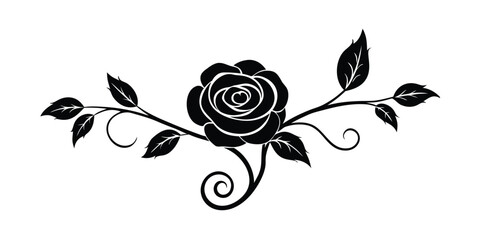 vintage rose ornament with curved stems and petals