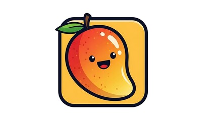 Cartoon Mango Character with Happy Expression.