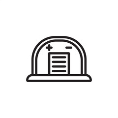 Industrial bunker icon featuring a reinforced dome structure with a secure entrance, symbolizing tactical storage, hazard protection, military defense, and high-security facility infrastructure.
