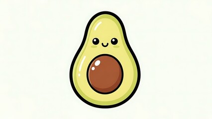 Cute Cartoon Avocado Character Illustration.