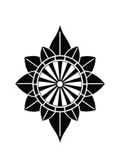 vintage rose ornament with curved stems and petals