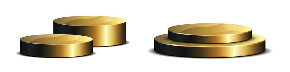 PNG Gold Luxury Podium 3D Pedestal Stage Platform for Product Display Showcase Golden Stand on Transparent Background