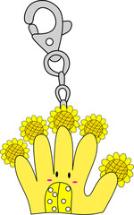 Yellow Hand with Sunflowers Keychain
