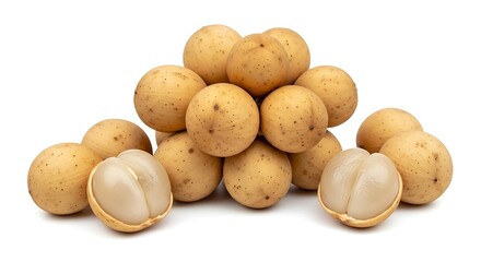 Freshly harvested potatoes isolated on white background