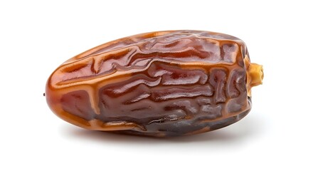 Single dried date on white background isolated on white background